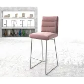 DELIFE Barstoel Pela-Flex fluweel rosé slipframe roestvrij staal