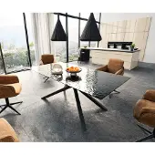 DELIFE Eetkamertafel Edge 200x100 Glas smelten rokerig zwart 3D-Relief kruisframe rechthoek zwart