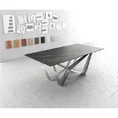 DELIFE Eettafel Edge 200x100cm Laminam keramiek bruin middenpoot vlak staal zilver
