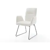 DELIFE Eetkamerstoel Vinja-Flex bouclé zacht beige slipframe zwart