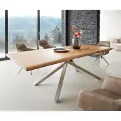 DELIFE Eettafel Edge 240x100 acacia natuur kruisframe rechthoek roestvrij staal Live-Edge