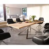 DELIFE Eettafel Edge 260x100 acacia natuur Kreuzframe rechthoek edelstaal Live-Edge