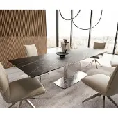 DELIFE Eetkamertafel Edge 200-300x100 keramiek LaminamNoir Desir bruin Wave RVS uitschuifbaar