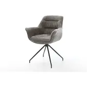 DELIFE Eetkamerstoel Kaira-Flex bouclé zacht mud kruisframe conisch zwart