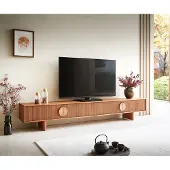 DELIFE Tv-meubel Surimu 240 cm acacia lichtbruin 4 deurs kurkgreep houten pootjes