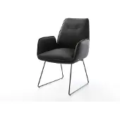 DELIFE Eetkamerstoel Zoa-Flex echt leer zwart slipframe zwart pocketveer kern