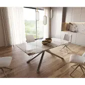 DELIFE Eetkamertafel Edge 200x100 keramiek Minas Melange wit-beige kruisframe rechthoek RVS