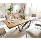 DELIFE Eettafel Edge 240x100 acacia natuur Spider staal roestvrij staal Live-Edge