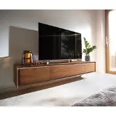 DELIFE Tv-meubel Stonegrace 200 cm acacia bruin steenfineer 4 deuren zwevend