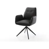 DELIFE Eetkamerstoel Zoa-Flex echt leer zwart kruisframe breed zwart pocketveer kern