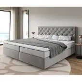 DELIFE Boxspringbed Dream-Great microvezel grijs 200x200 cm Bonell matras PU topper