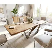 DELIFE Eettafel Edge 260x100 acacia natuur Spider vlakstaal edelstaal Live-Edge