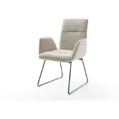 DELIFE Eetkamerstoel Vinja-Flex geweven stof beige slipframe zwart