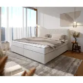 DELIFE Boxspringbed Dream-Well Bouclé Crème-Wit 200x200 cm met Bonell-matras en PU-topper