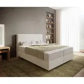 DELIFE Boxspringbed Dream-Well 160x200 cm Bouclé Crème-Wit met Pocketveringmatras en Topper Visco