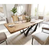 DELIFE Eettafel Edge 260x100 acacia natuur Spider vlakstaal zwart Live-Edge