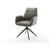 DELIFE Eetkamerstoel Zoa-Flex microvelours grijs antiek kruisframe breed zwart pocketveer kern