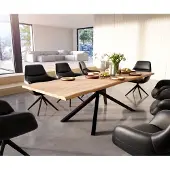 DELIFE Eettafel Edge 260x100 acacia natuur Kreuzframe rechthoek zwart Live-Edge