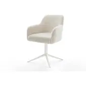 DELIFE Draaistoel Greg-Flex pluchen crème-wit kruispoot wit 360° draaibaar rocker-functie pocketveer kern