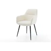 DELIFE Gestoffeerde-stoel Pejo-Flex 4-poot conisch zwart bouclé wit pocketveer kern