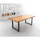 DELIFE Eettafel Classic-Edge 200x100 acacia natuur metaal zwart smal