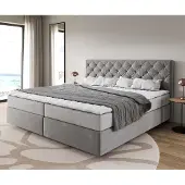 DELIFE Boxspring bed Dream-Great Microvezel grijs 200x200 cm met pocketveringmatras en visco-topper