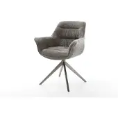 DELIFE Draaistoel Kaira-Flex bouclé zacht mud kruisframe breed grafiet 360° draaibaar rocker-functie