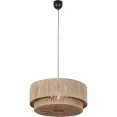 TRIO Japandi hanglamp zwart met bruin touw 60cm - Smilla