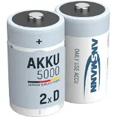 Ansmann Oplaadbare D / HR20 Ni-MH Batterijen (2 stuks, 5000 mAh)