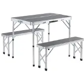 Casaria Picknicktafel met Stoelen Set 3-delig Grijs Inklapbaar