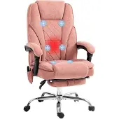 Vinsetto -Bürostuhl mit Massagefunktion-Polyester, Stahl-72L x 67B x 111-119H cm-Rosa