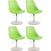 CLP Set van 4 eetkamerstoelen Maverick, kunststof, draaibaar en traploos verstelbaar, kleur groen, frame wit