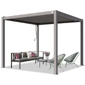 TOOLPORT Pergola 3x3 m, lamellendak, zilvergrijs