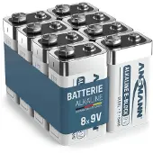 Ansmann batterij, rookmelder, 9V, alkaline, 8 stuks