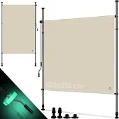 Kesser Klemzonnescherm – 120×310 cm – verticale zonwering / zonnescherm – uittrekbaar – beige / creme