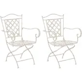 CLP Adara Set van 2 tuinstoelen - Metaal - antiek/creme