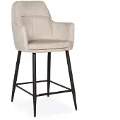 Bommel Wonen Barstoel Emilia - zithoogte 65 cm - velvet Movie Naturel - armleuning - poot zwart