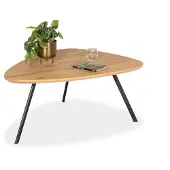 De Bommel Meubelen Salontafel Oakley - kiezelvorm 105x80 cm - eiken Nature White - poot zwart