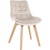 CLP Brook Eetkamerstoel - Hout frame - Fluweel - Velvet - creme