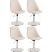 CLP Set van 4 eetkamerstoelen Maverick, kunstleer, draaibaar en traploos verstelbaar, crème kleurig, met een wit frame
