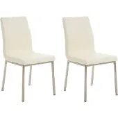 CLP Set van 2 eetkamerstoelen Colmar, met een frame van roestvrij staal, in crèmekleur