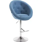 CLP London V2 barkruk, bekleed met stof, draaibaar en in hoogte verstelbaar | Kleur: blauw, frame: chroom