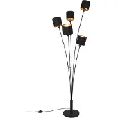 TRIO REALITY TOMMY - Vloerlamp - Zwart mat - excl. 5x E14 4 W - Badkamerverlichting