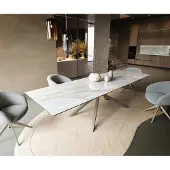 DELIFE Eettafel Edge 300x100 cm keramiek Onyx Pearl kruisframe rechthoekig effectfinish titan