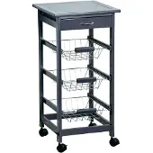 Kesper Keukenwagen met glazen werkblad, 36 x 77 x 36 cm, grijs, modelnummer 25782K