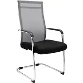 CLP Bezoekersstoel Brenda met armleuningen en netstof bekleding, grijs