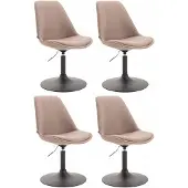 CLP Set van 4 eetkamerstoelen Maverick, bekleed met stof, draaibaar en met traploos verstelbare hoogte, kleur taupe, frame in zwart