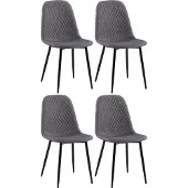 CLP Set van 4 stoelen Giverny, donkergrijs, met sierstiksels, materiaal: stof