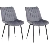 CLP Rahden Set van 2 Eetkamerstoelen - Fluweel grijs