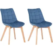 CLP 2-delige eethoekstoelen, model Passaic, fluweel, gestoffeerd, blauw